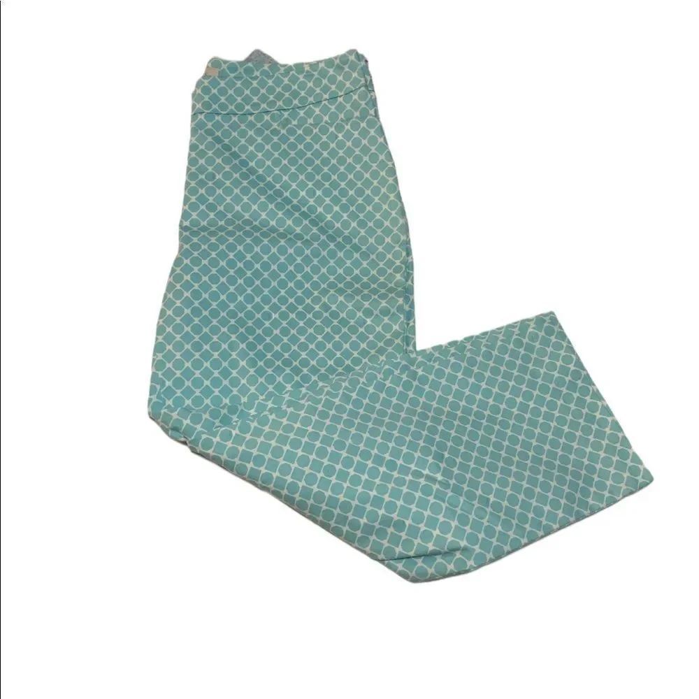 New! Talbots Curvy Blue/White Patterned Pants Sz 6